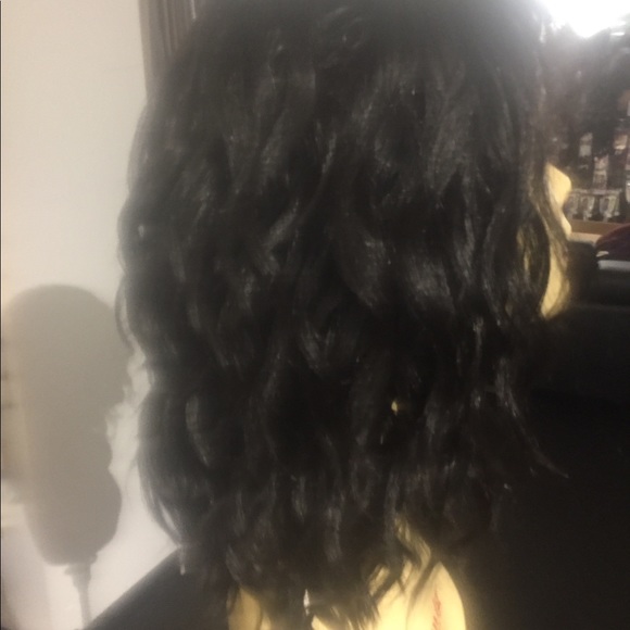 Black short wavy wig style wig Lacefront bob wig main image 4